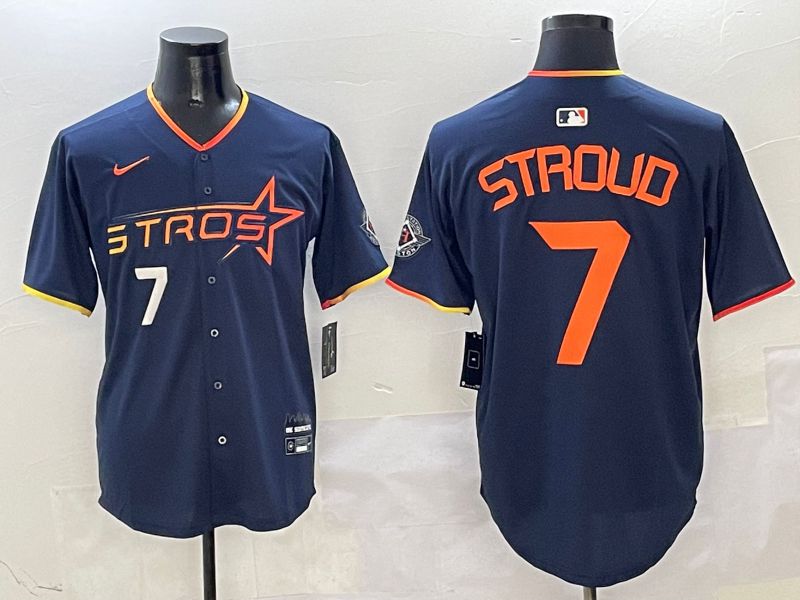 Men Houston Astros #7 Stroud Blue three generations Joint Name Nike 2025 MLB Jersey style 4